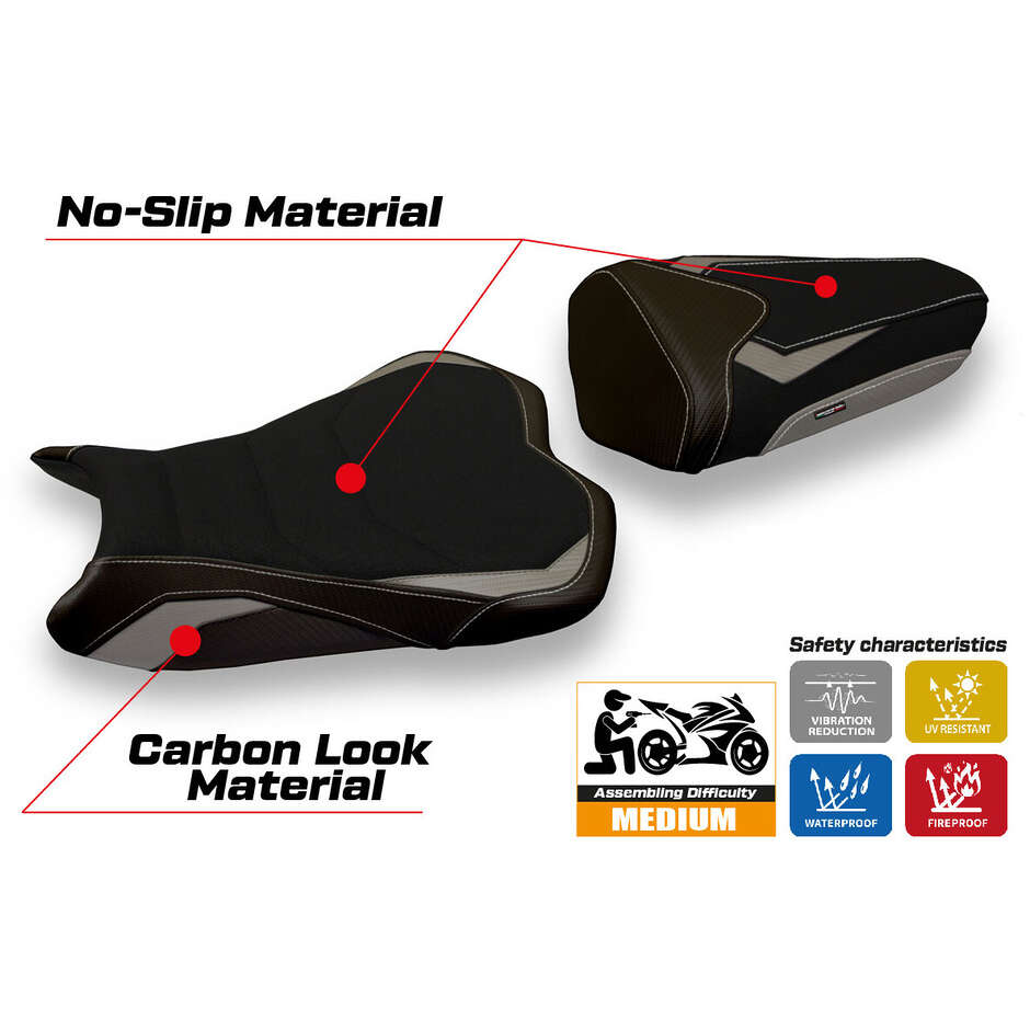 Housse de selle TPZ Italia spécifique pour Kawasaki Ninja ZX 6 R (modèles 2009-2012) Cracovia 2 Ultragrip