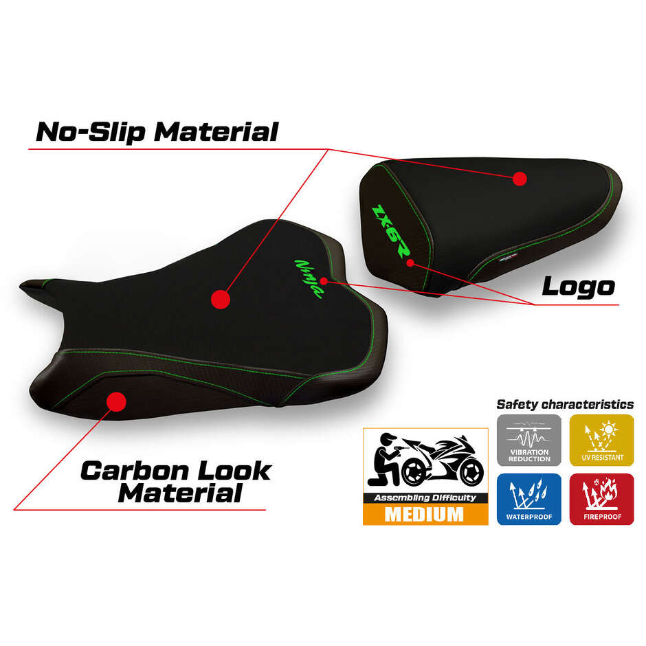 Housse de selle TPZ Italia spécifique pour Kawasaki Ninja ZX 6 R (modèles 2009-2012) Medan 1