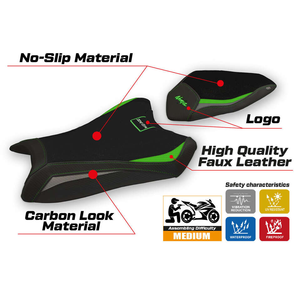 Housse de selle TPZ Italia spécifique pour Kawasaki Ninja ZX 6 R (modèles 2019-2025), coloris Gaviao spécial