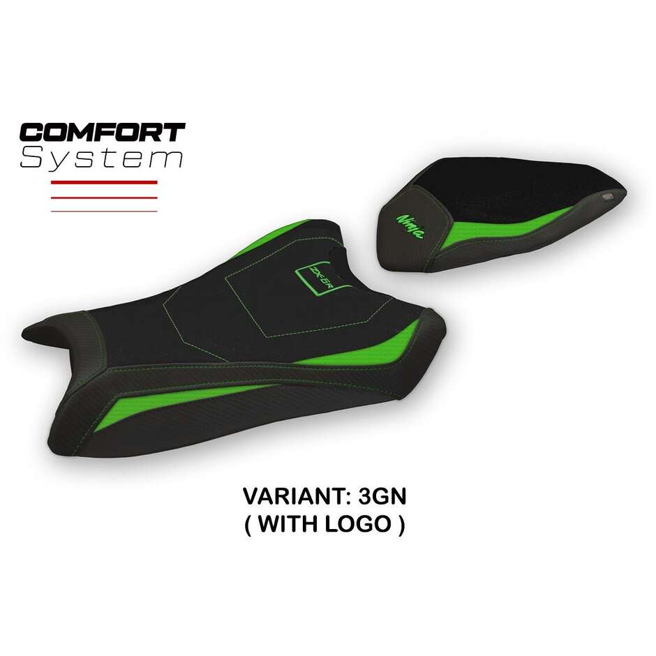 Housse de selle TPZ Italia spécifique pour Kawasaki Ninja ZX 6 R (modèles 2019-2025) - Système de confort Anadia