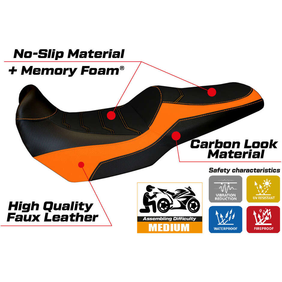 Housse de selle TPZ Italia spécifique pour Kawasaki Versys 1000 (modèles 2011-2018), système de confort couleur Lampedusa