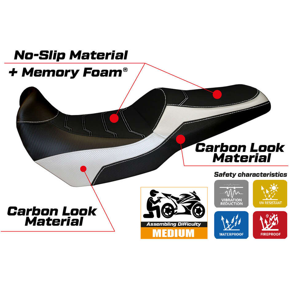 Housse de selle TPZ Italia spécifique pour Kawasaki Versys 1000 (modèles 2011-2018), système de confort couleur Lampedusa