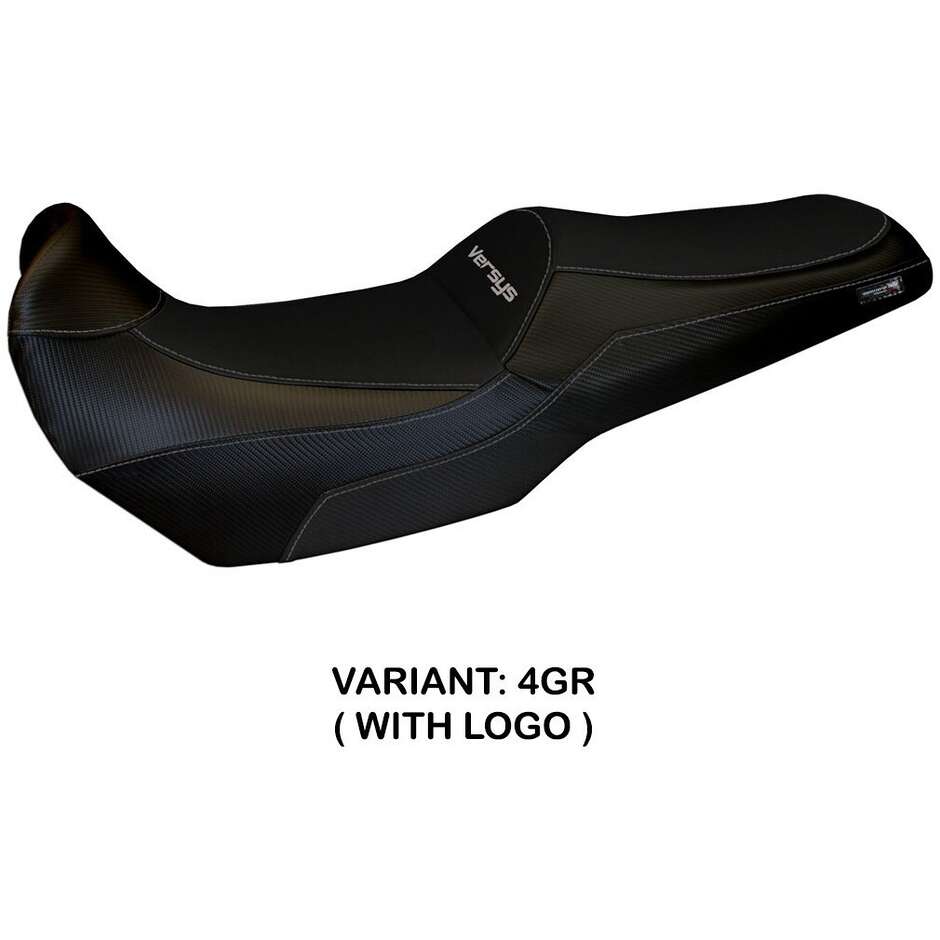 Housse de selle TPZ Italia spécifique pour Kawasaki Versys 1000 (modèles 2019-2024), coloris Malay Total Black Comfort System