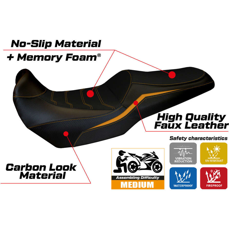 Housse de selle TPZ Italia spécifique pour Kawasaki Versys 1000 (modèles 2019-2024) - Système de confort Elvas