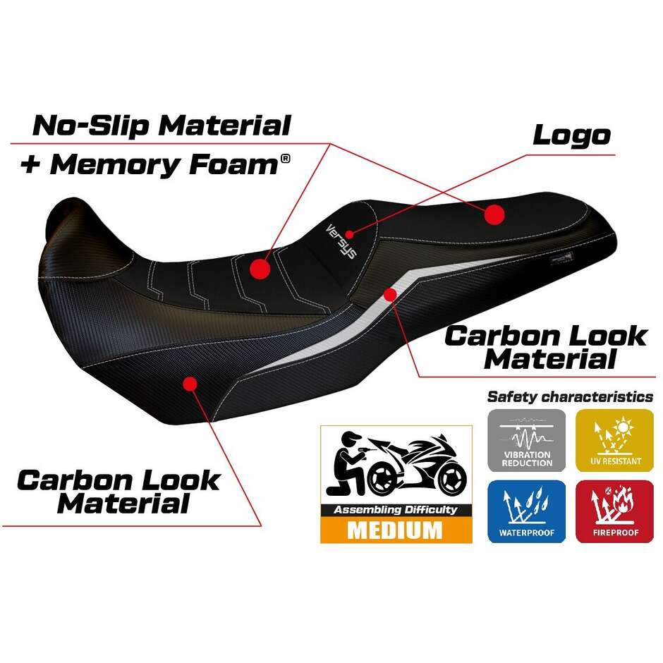 Housse de selle TPZ Italia spécifique pour Kawasaki Versys 1100, modèle 2025, système de confort Sakata