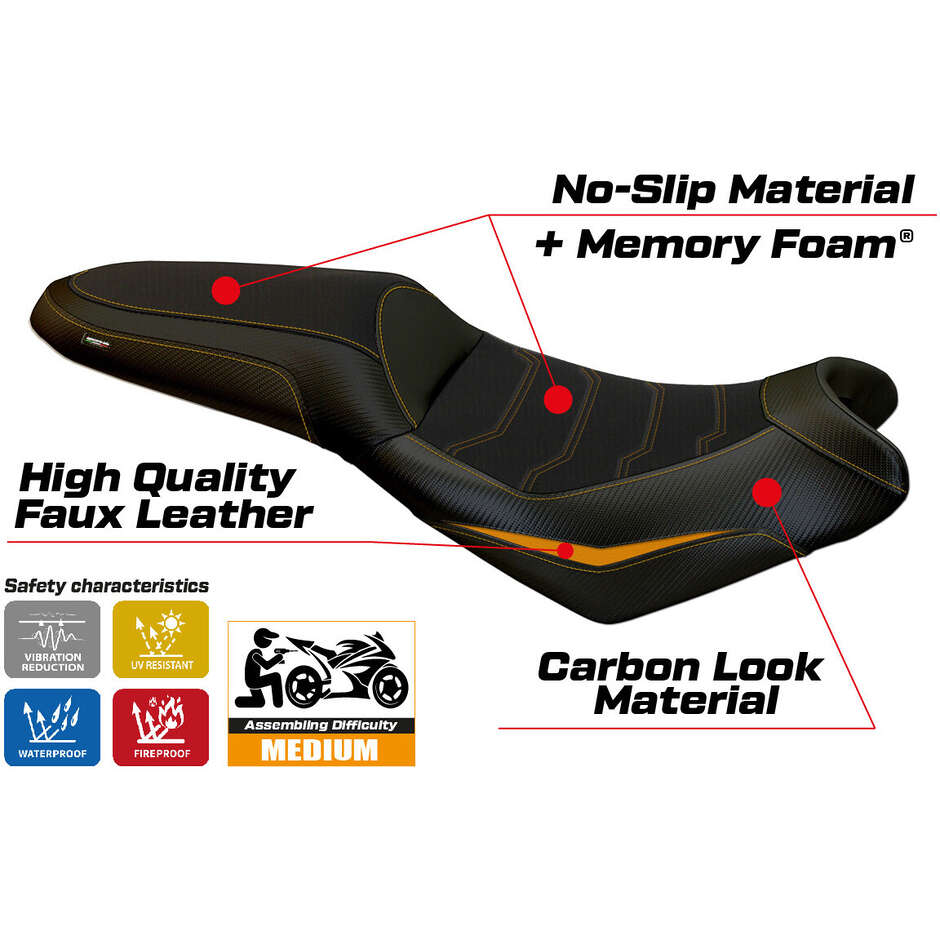 Housse de selle TPZ Italia spécifique pour Kawasaki Versys 650 (modèles 2007-2025) - Système de confort Nasir