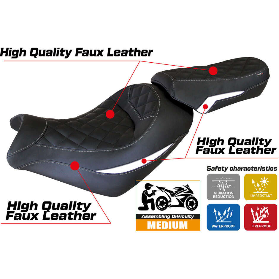 Housse de selle TPZ Italia spécifique pour Kawasaki Vulcan 650 (modèle Taipei 2014-2025)