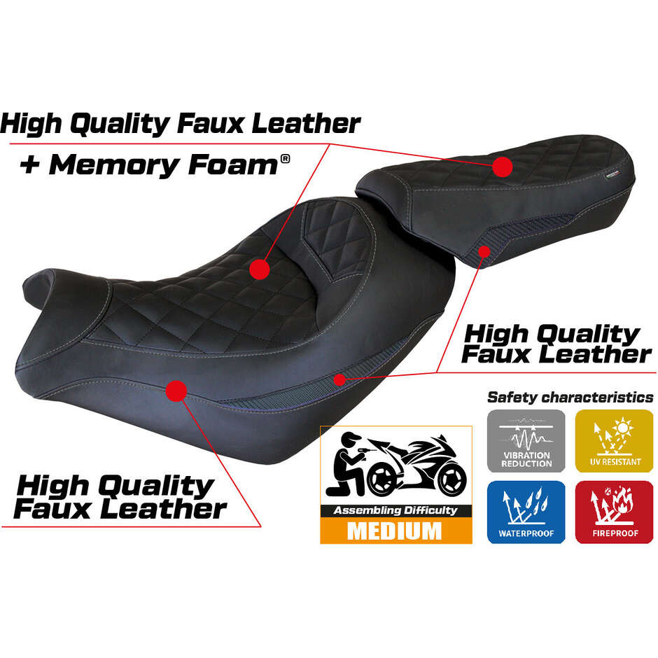 Housse de selle TPZ Italia spécifique pour Kawasaki Vulcan (modèles 2014-2025) - Système de confort Taipei