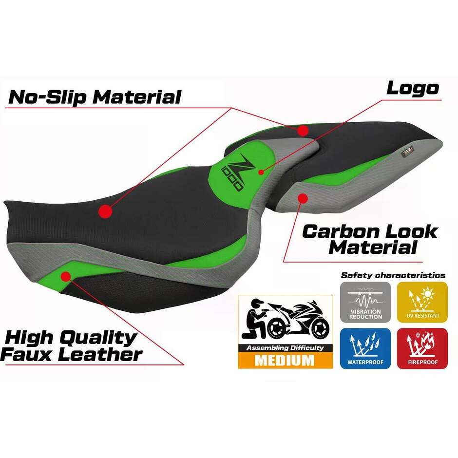 Housse de selle TPZ Italia spécifique pour Kawasaki Z 1000 (modèles 2014-2021) Mellby 1