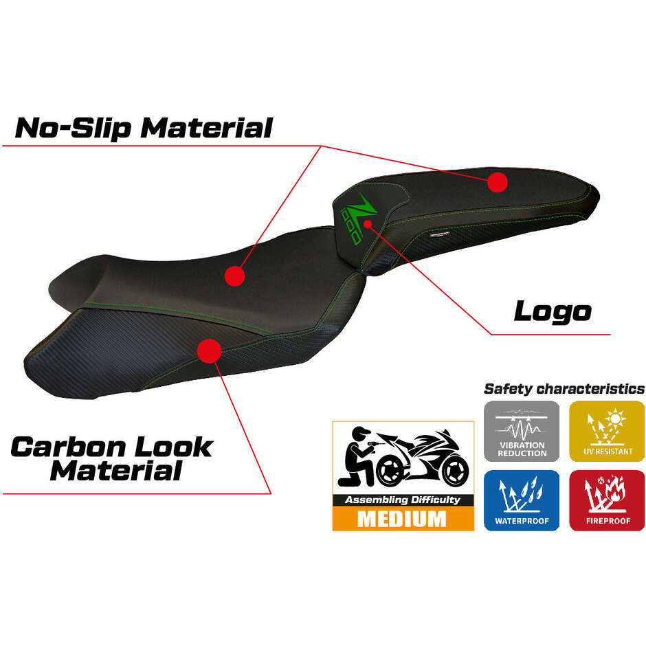 Housse de selle TPZ Italia spécifique pour Kawasaki Z 1000 SX 2011-2016 (Cosenza 1)