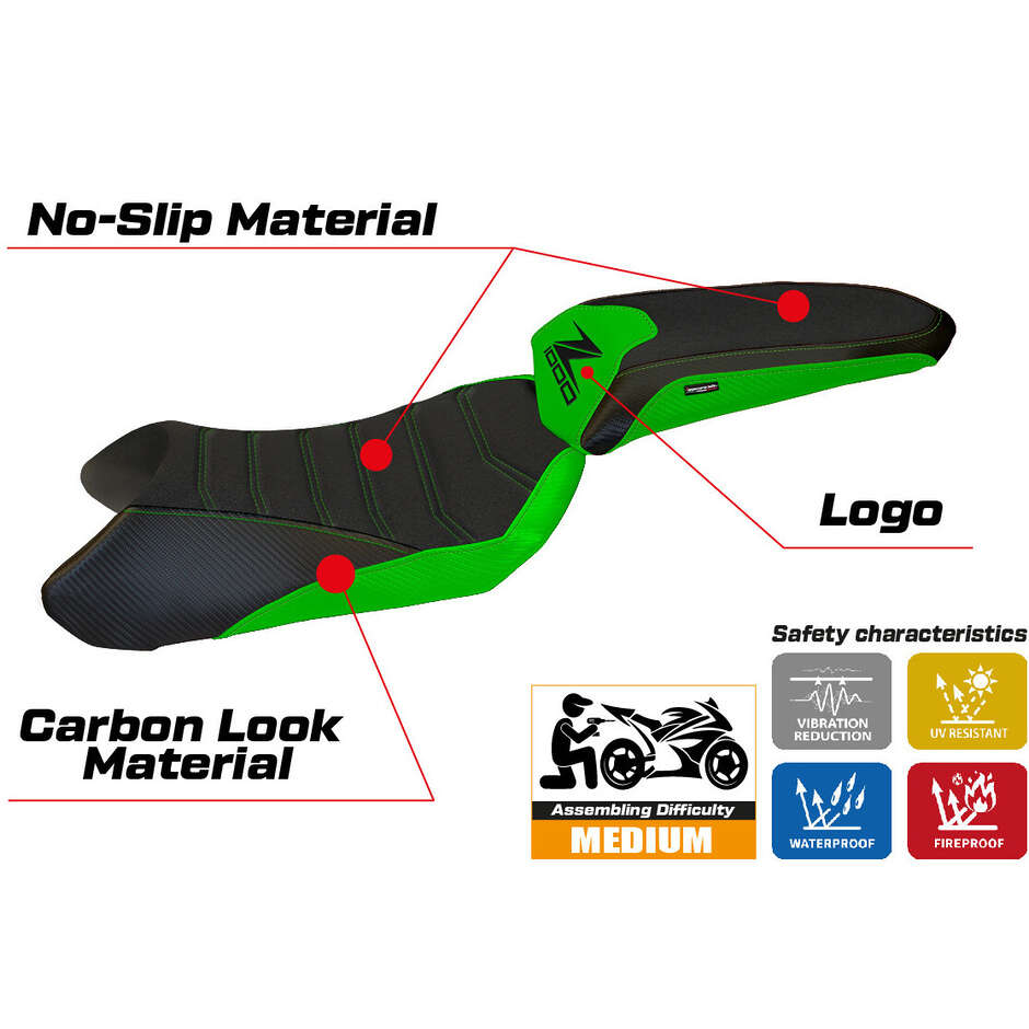 Housse de selle TPZ Italia spécifique pour Kawasaki Z 1000 SX 2011-2016, modèle Cosenza 1 Ultragrip