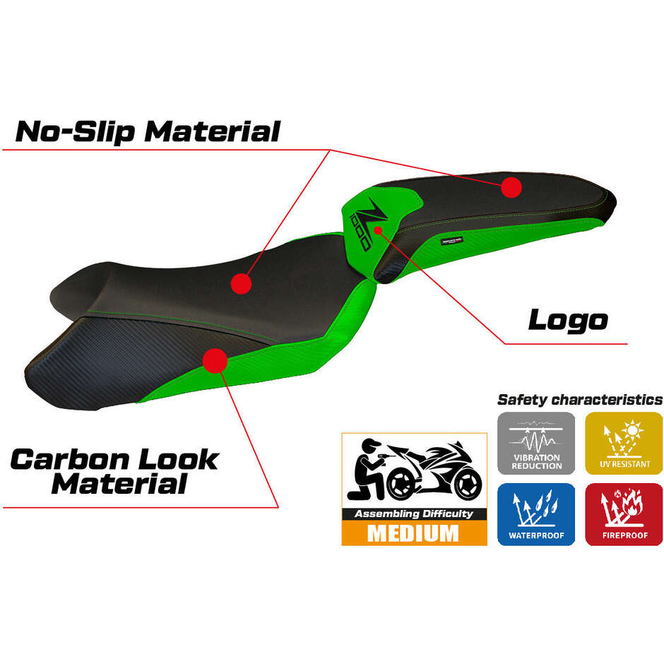 Housse de selle TPZ Italia spécifique pour Kawasaki Z 1000 SX 2017 - 2019, modèle Madison 1
