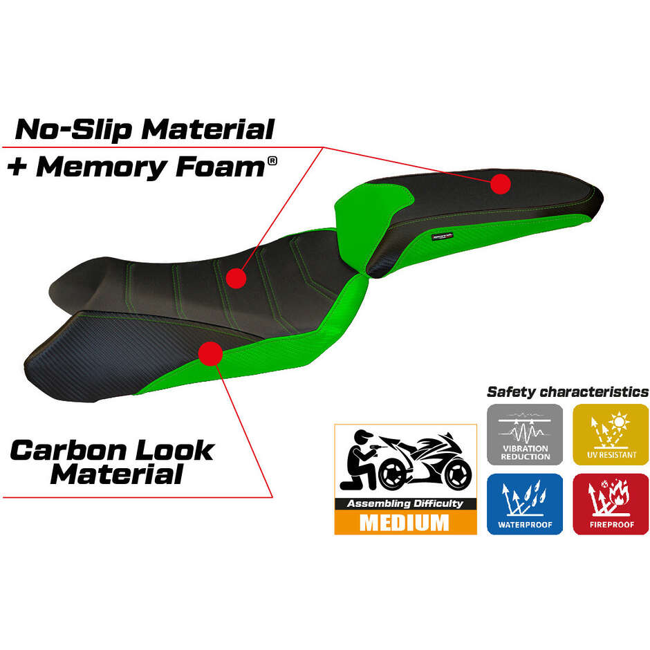 Housse de selle TPZ Italia spécifique pour Kawasaki Z 1000 SX (modèles 2011-2016) avec système de confort Cosenza 1