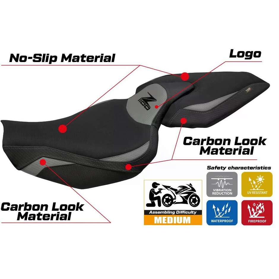 Housse de selle TPZ Italia spécifique pour Kawasaki Z 1100 2026 (modèle Sagat)