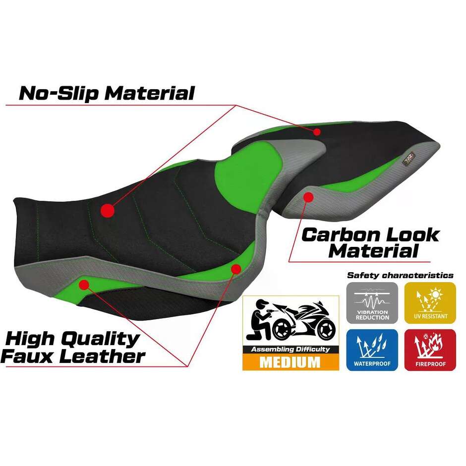 Housse de selle TPZ Italia spécifique pour Kawasaki Z 1100, modèle 2026, Sagat Ultragrip