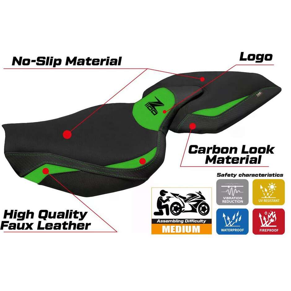 Housse de selle TPZ Italia spécifique pour Kawasaki Z 1100, modèle 2026, système de confort Sagat