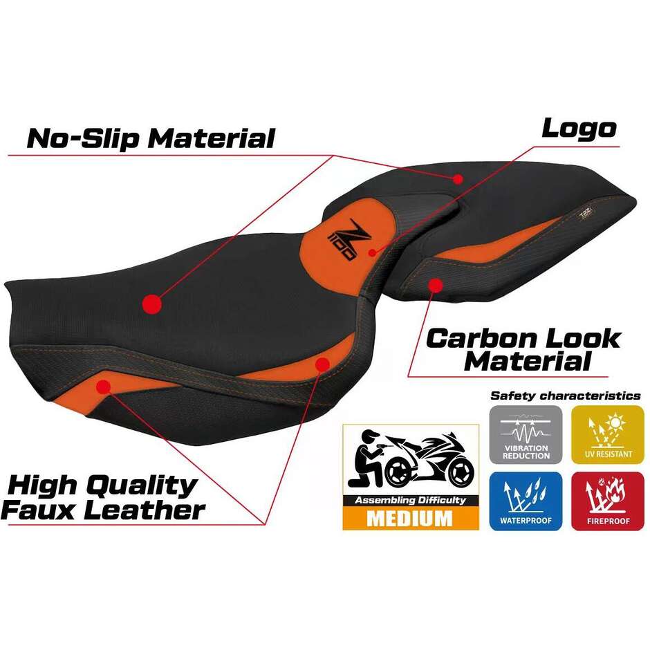 Housse de selle TPZ Italia spécifique pour Kawasaki Z 1100, modèle 2026, système de confort Sagat
