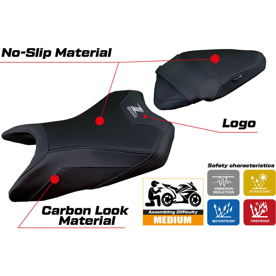 Housse de selle TPZ Italia spécifique pour Kawasaki Z 500 2024-2025, modèle Namur