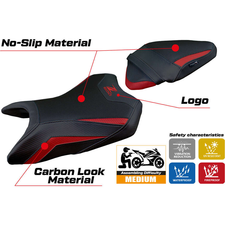 Housse de selle TPZ Italia spécifique pour Kawasaki Z 500 2024-2025, modèle Namur