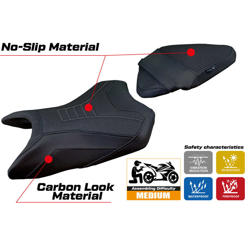 Housse de selle TPZ Italia spécifique pour Kawasaki Z 500 (modèles 2024-2025) Namur Ultragrip