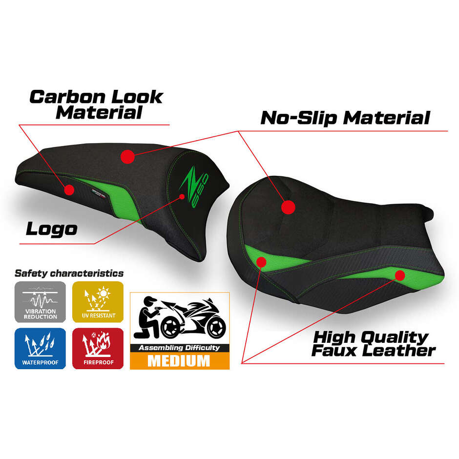 Housse de selle TPZ Italia spécifique pour Kawasaki Z 650 2017-2025 modèle Scopeti 1 Ultragrip