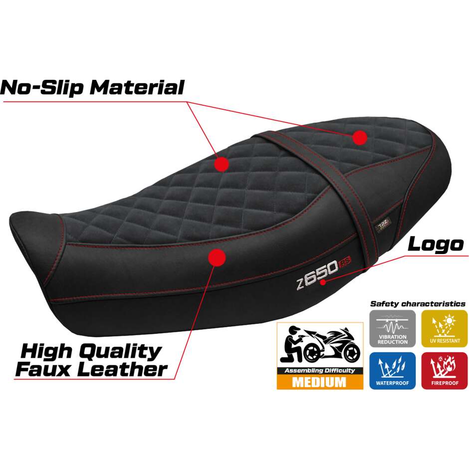 Housse de selle TPZ Italia spécifique pour Kawasaki Z 650 RS (modèles 2022-2025), coloris Unnan Velvet