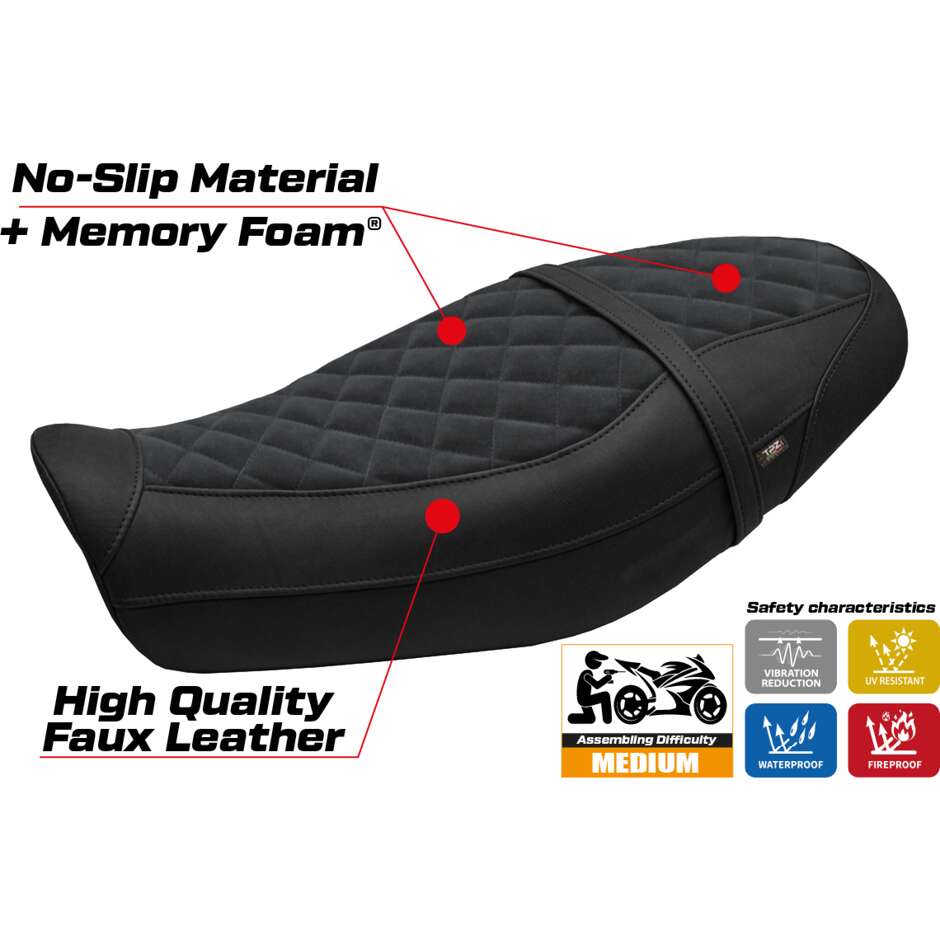 Housse de selle TPZ Italia spécifique pour Kawasaki Z 650 RS (modèles 2022-2025) - Système de confort en velours Unnan