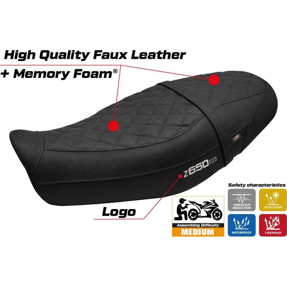 Housse de selle TPZ Italia spécifique pour Kawasaki Z 650 RS (modèles 2022-2025) - Système de confort Unnan