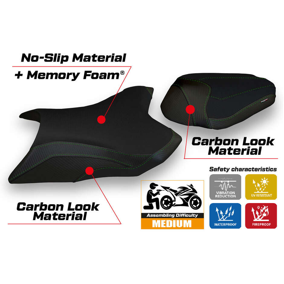 Housse de selle TPZ Italia spécifique pour Kawasaki Z 800 (modèles 2013-2016) avec système de confort Kemi