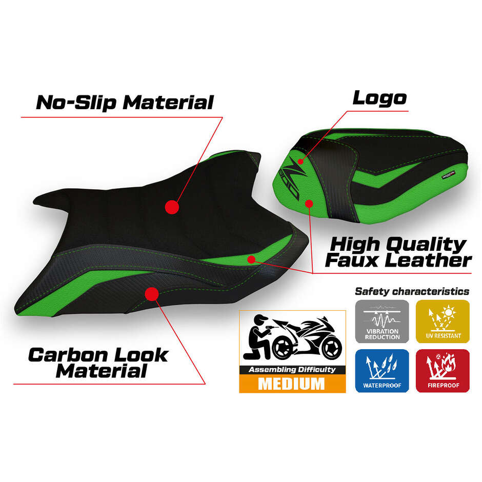 Housse de selle TPZ Italia spécifique pour Kawasaki Z 800 (modèles 2013-2016) Corizza 1 Ultragrip