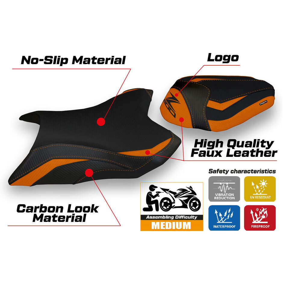 Housse de selle TPZ Italia spécifique pour Kawasaki Z 800, modèles 2013-2016, Mumbai 1
