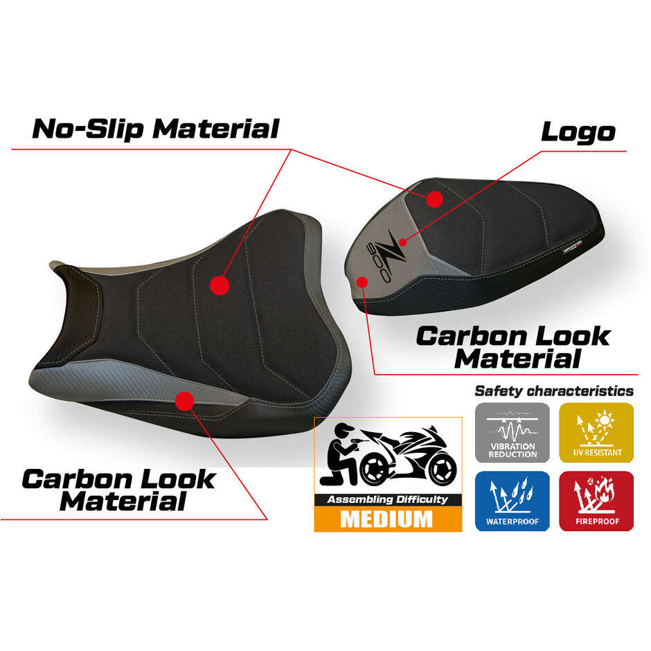 Housse de selle TPZ Italia spécifique pour Kawasaki Z 900 (modèles 2017-2024) Arad 1 Ultragrip