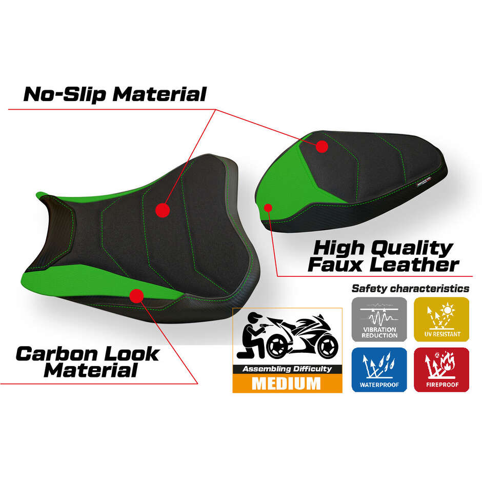 Housse de selle TPZ Italia spécifique pour Kawasaki Z 900 (modèles 2017-2024) Arad 1 Ultragrip