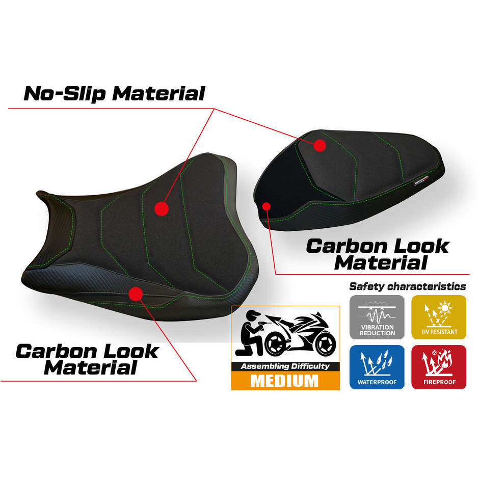 Housse de selle TPZ Italia spécifique pour Kawasaki Z 900 (modèles 2017-2024) Arad 1 Ultragrip