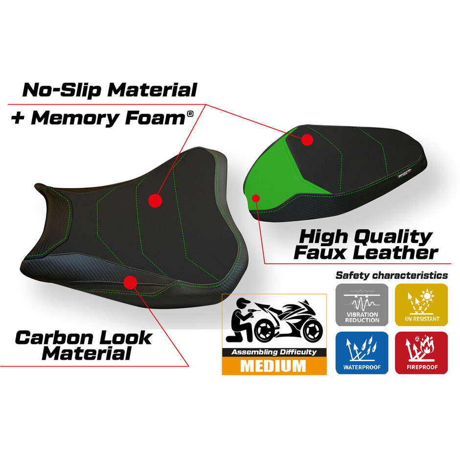 Housse de selle TPZ Italia spécifique pour Kawasaki Z 900 (modèles 2017-2024), système de confort Bran 3