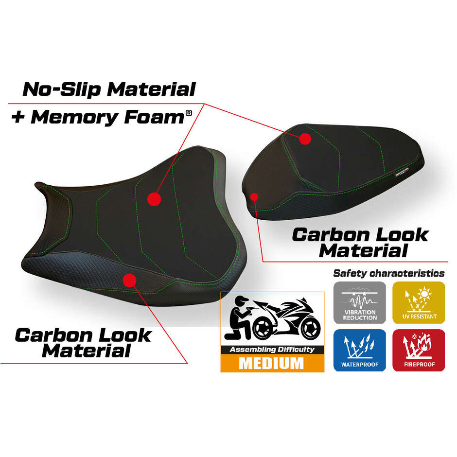 Housse de selle TPZ Italia spécifique pour Kawasaki Z 900 (modèles 2017-2024), système de confort Bran 3
