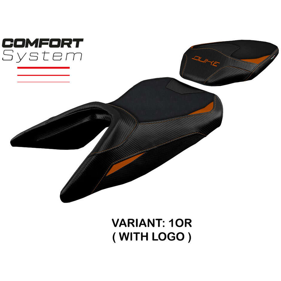 Housse de selle TPZ Italia spécifique pour KTM 125 Duke (modèles 2017-2025) - Système de confort Mirje