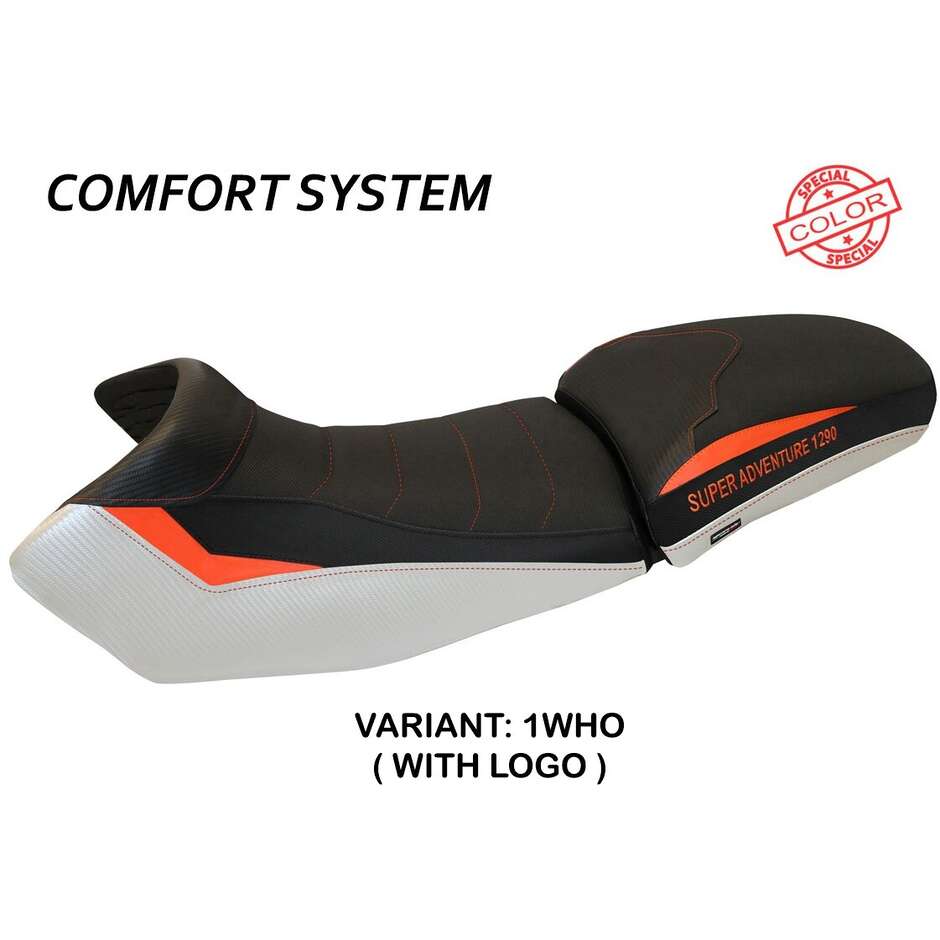 Housse de selle TPZ Italia spécifique pour KTM 1290 Super Adventure S-T (modèles 2015-2020), coloris Eden Special Comfort System.
