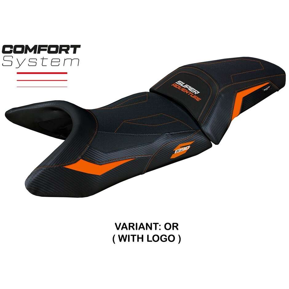 Housse de selle TPZ Italia spécifique pour KTM 1390 Super Adventure S modèle 2025, système de confort Enns