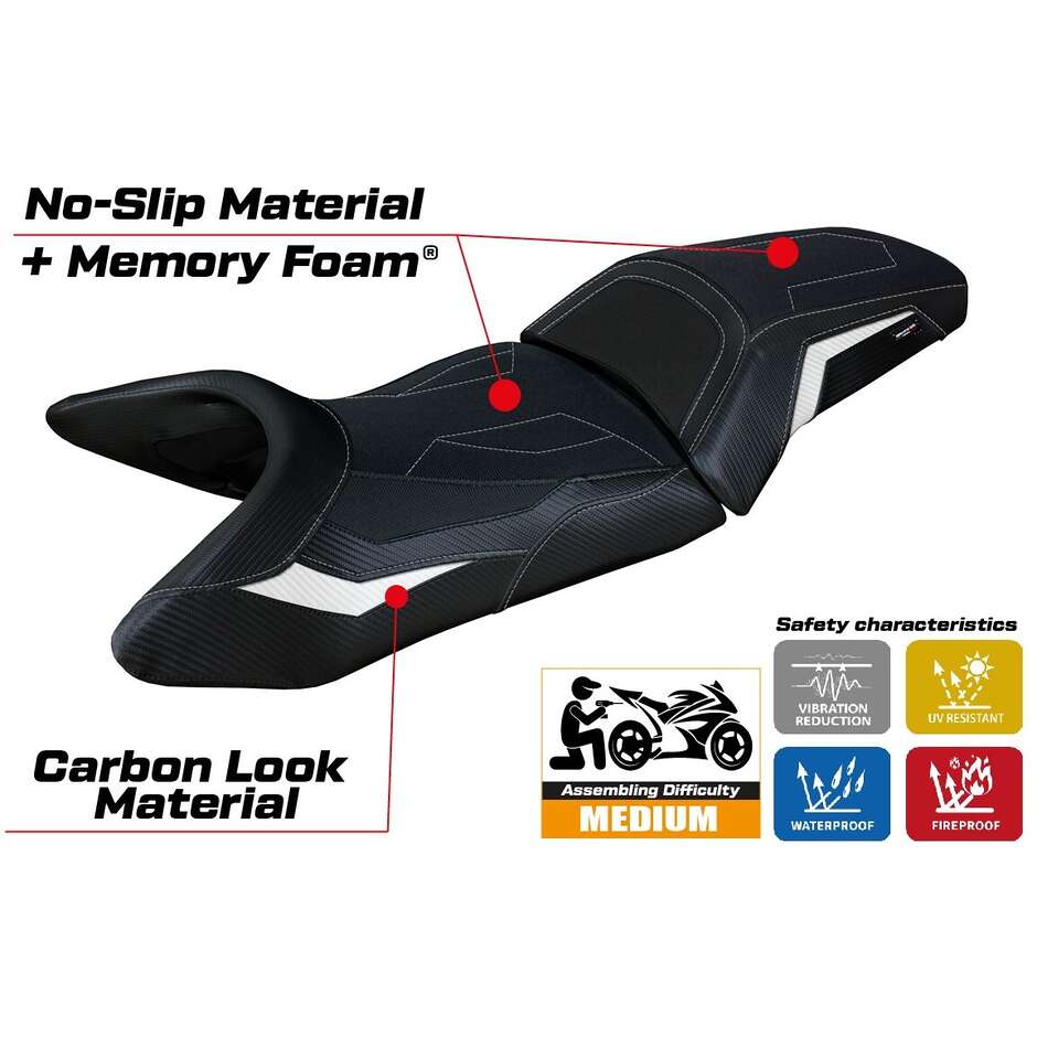 Housse de selle TPZ Italia spécifique pour KTM 1390 Super Adventure S modèle 2025, système de confort Enns