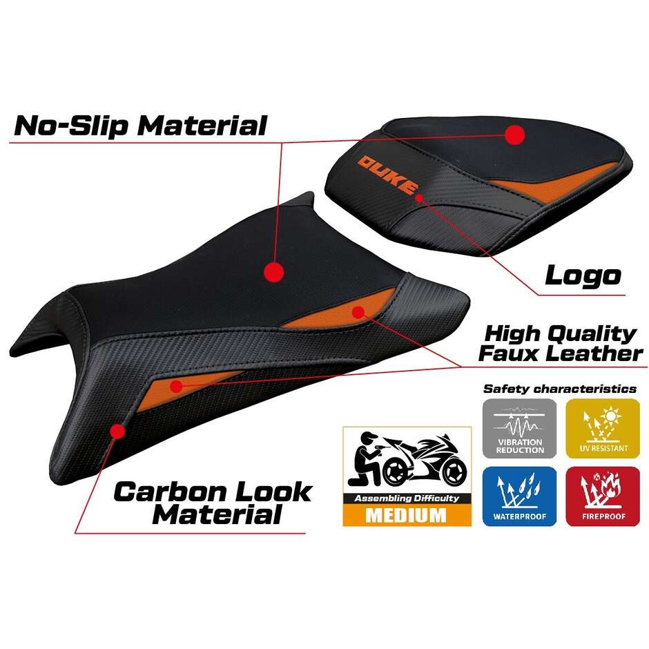 Housse de selle TPZ Italia spécifique pour KTM 390 Duke modèle 2024-2025 Mora