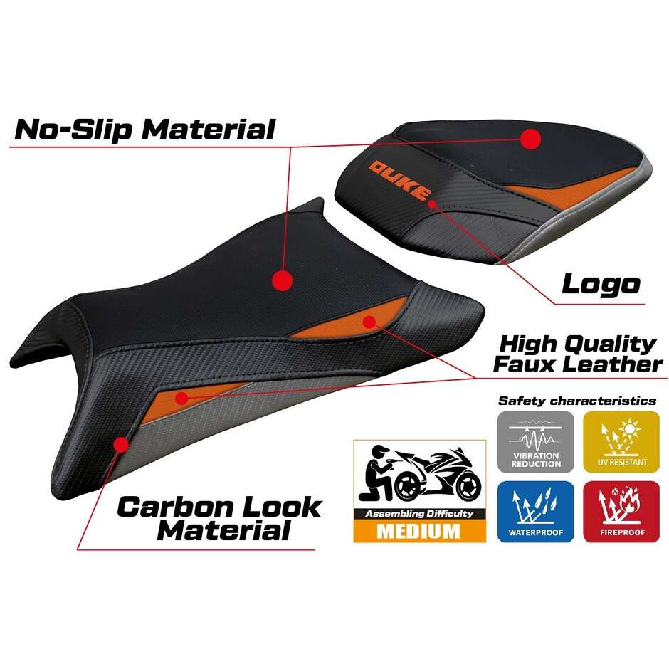 Housse de selle TPZ Italia spécifique pour KTM 390 Duke modèle 2024-2025 Mora