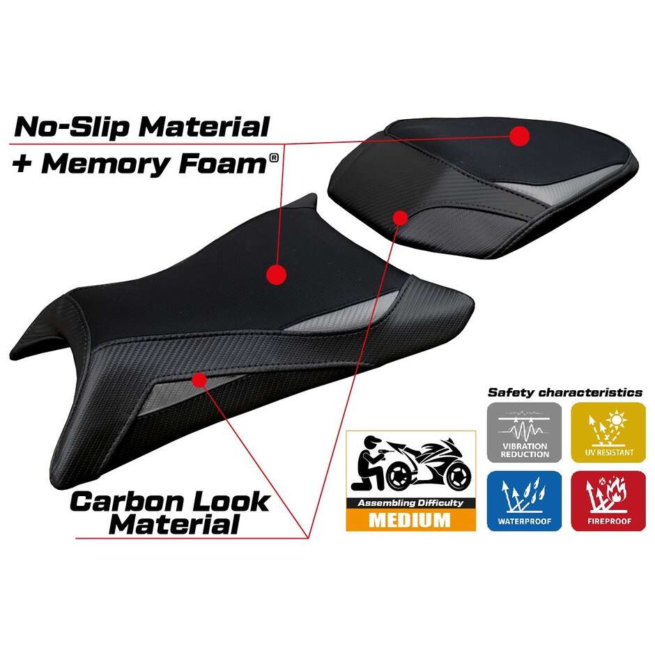 Housse de selle TPZ Italia spécifique pour KTM 390 Duke modèle 2024-2025, système de confort Mora