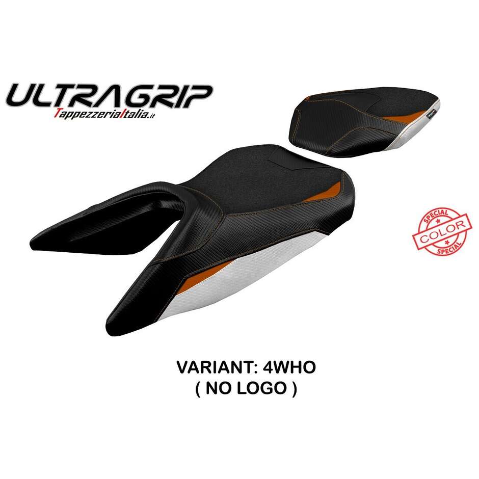 Housse de selle TPZ Italia spécifique pour KTM 390 Duke (modèles 2017-2023), finition Haiti Ultragrip