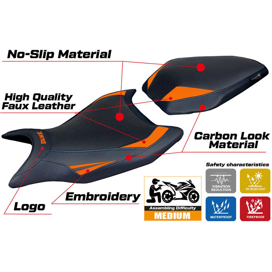 Housse de selle TPZ Italia spécifique pour KTM 990 Duke modèle Cannes 2024-2025