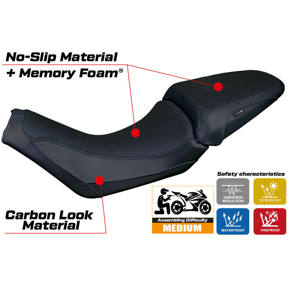 Housse de selle TPZ Italia spécifique pour Moto Guzzi V100 Mandello 2022-2025 modèle Misano Comfort System