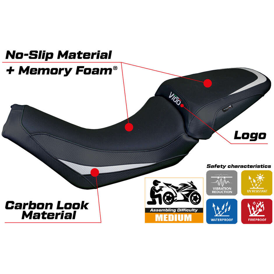 Housse de selle TPZ Italia spécifique pour Moto Guzzi V100 Mandello 2022-2025 modèle Misano Comfort System