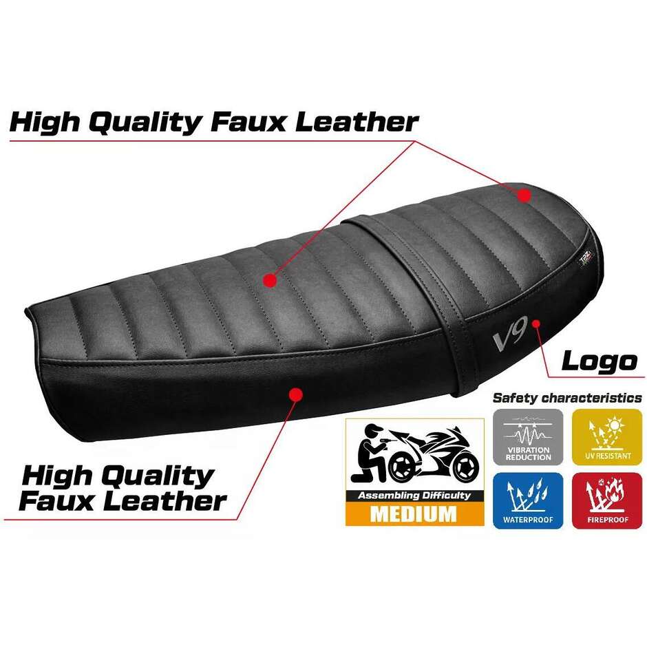 Housse de selle TPZ Italia spécifique pour Moto Guzzi V9 Bobber 2016-2018, modèle Acerra