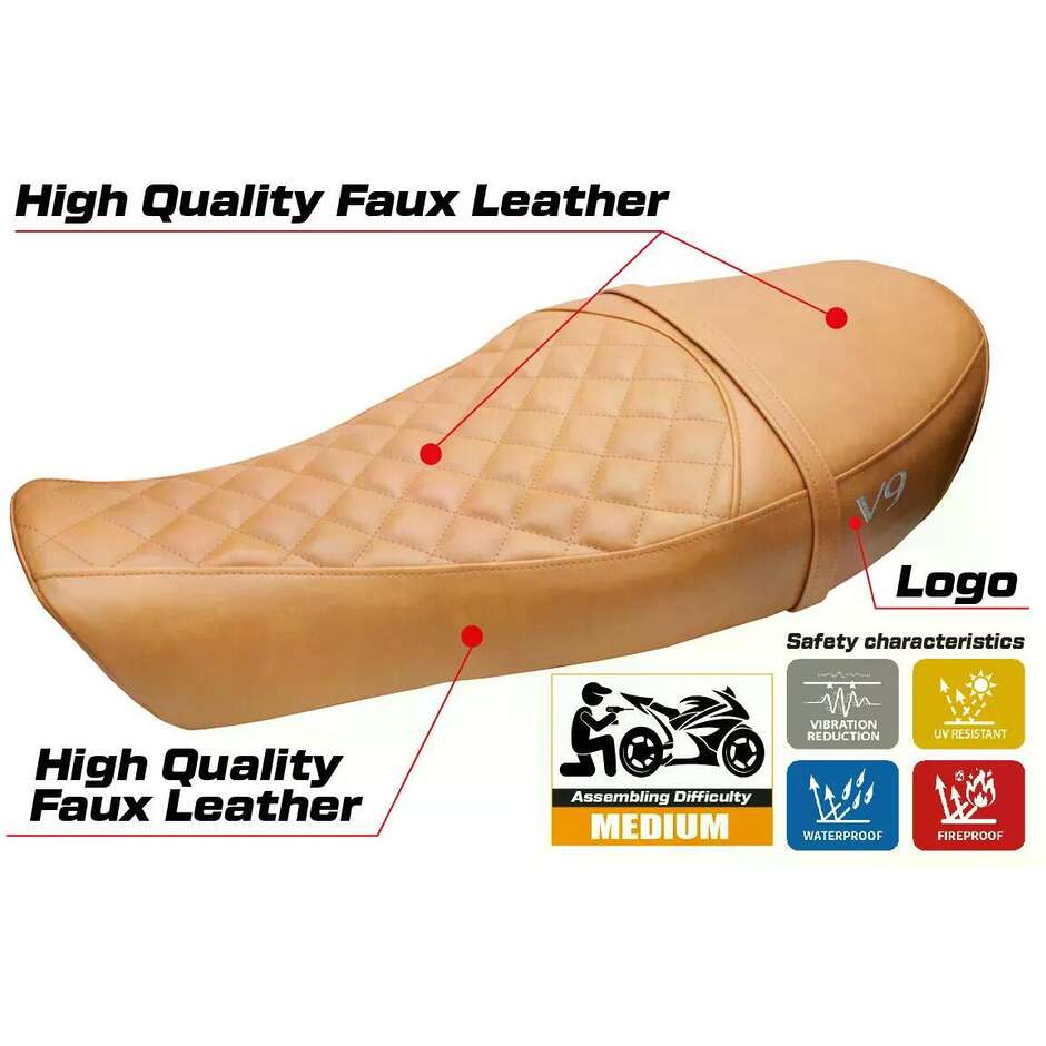 Housse de selle TPZ Italia spécifique pour Moto Guzzi V9 Roamer 2016-2024, modèle Aversa