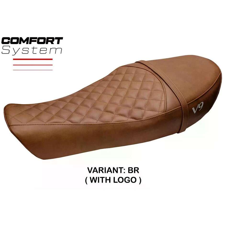 Housse de selle TPZ Italia spécifique pour Moto Guzzi V9 Roamer (modèles 2016-2024), système confort Aversa